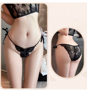 FEE ET MOI - Butterfly Tease Lace Strap Panties (Black)